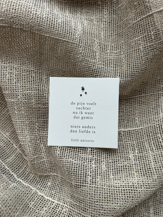 Mini poëzie 'Gemis'