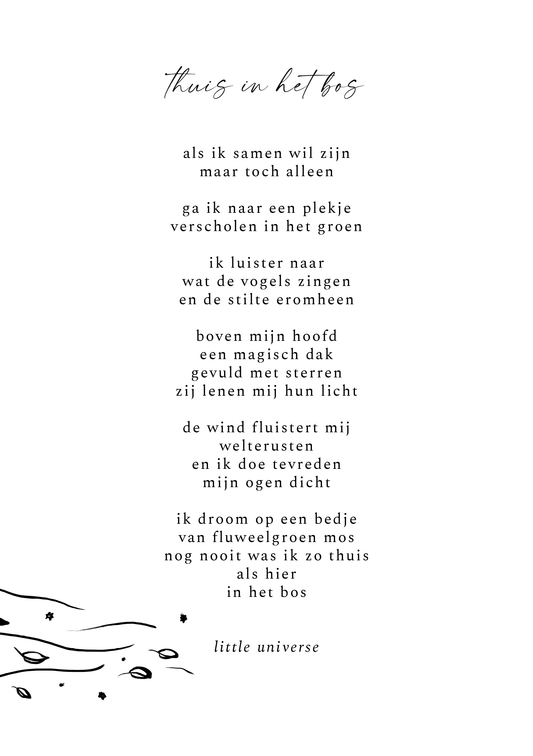 Print A5 'Thuis in het bos'